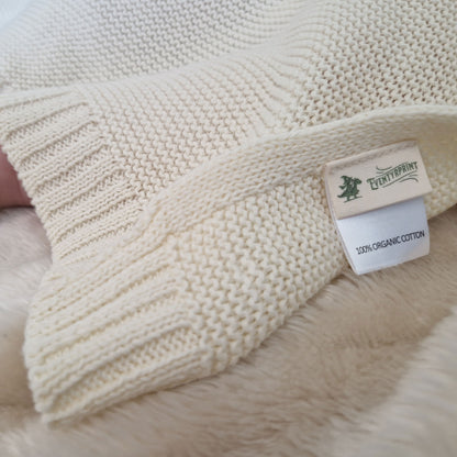 Personlig babyteppe med brodert navn – 100 % bomull - Natur Hvit