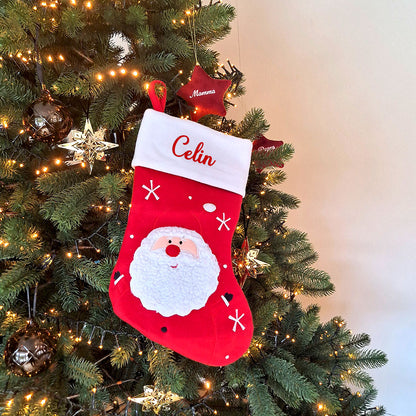 Julestrømpe med Julenisse – Personlig med brodert navn