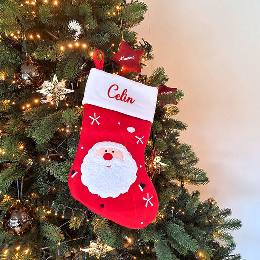 Julestrømpe med Julenisse – Personlig med brodert navn