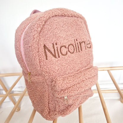 Teddy ryggsekk med Navn – Rosa