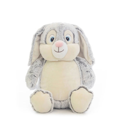 Grå Cubbies kanin bamse i myk plysj, personlig kosebamse som gave til baby, dåp og nyfødt