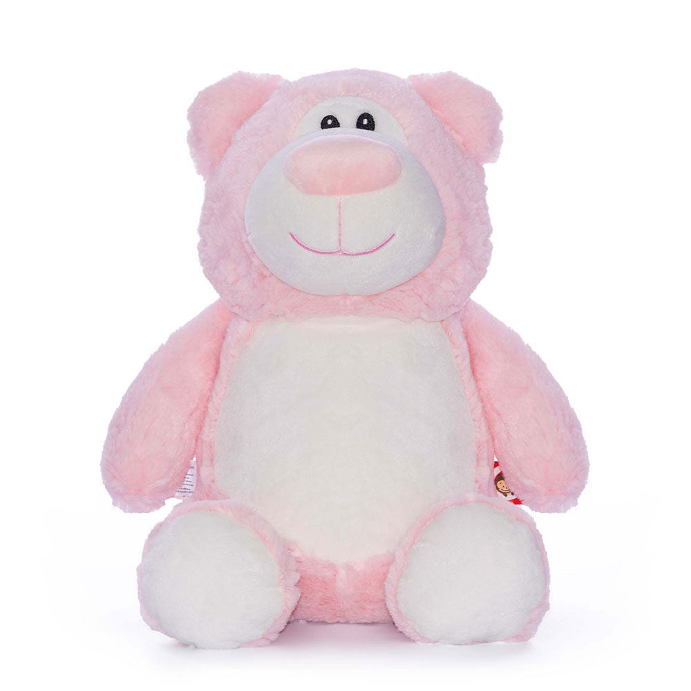 Rosa Cubbies bamse i myk plysj, personlig kosebamse som gave til baby, dåp og nyfødt