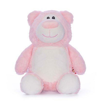 Rosa Cubbies bamse i myk plysj, personlig kosebamse som gave til baby, dåp og nyfødt