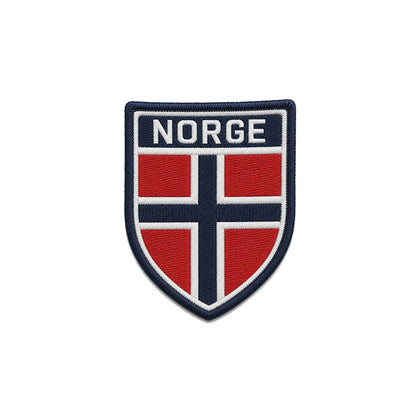 Brodert Norge iron patch med norsk flagg. Strykemerke til klær, sekker og capser.